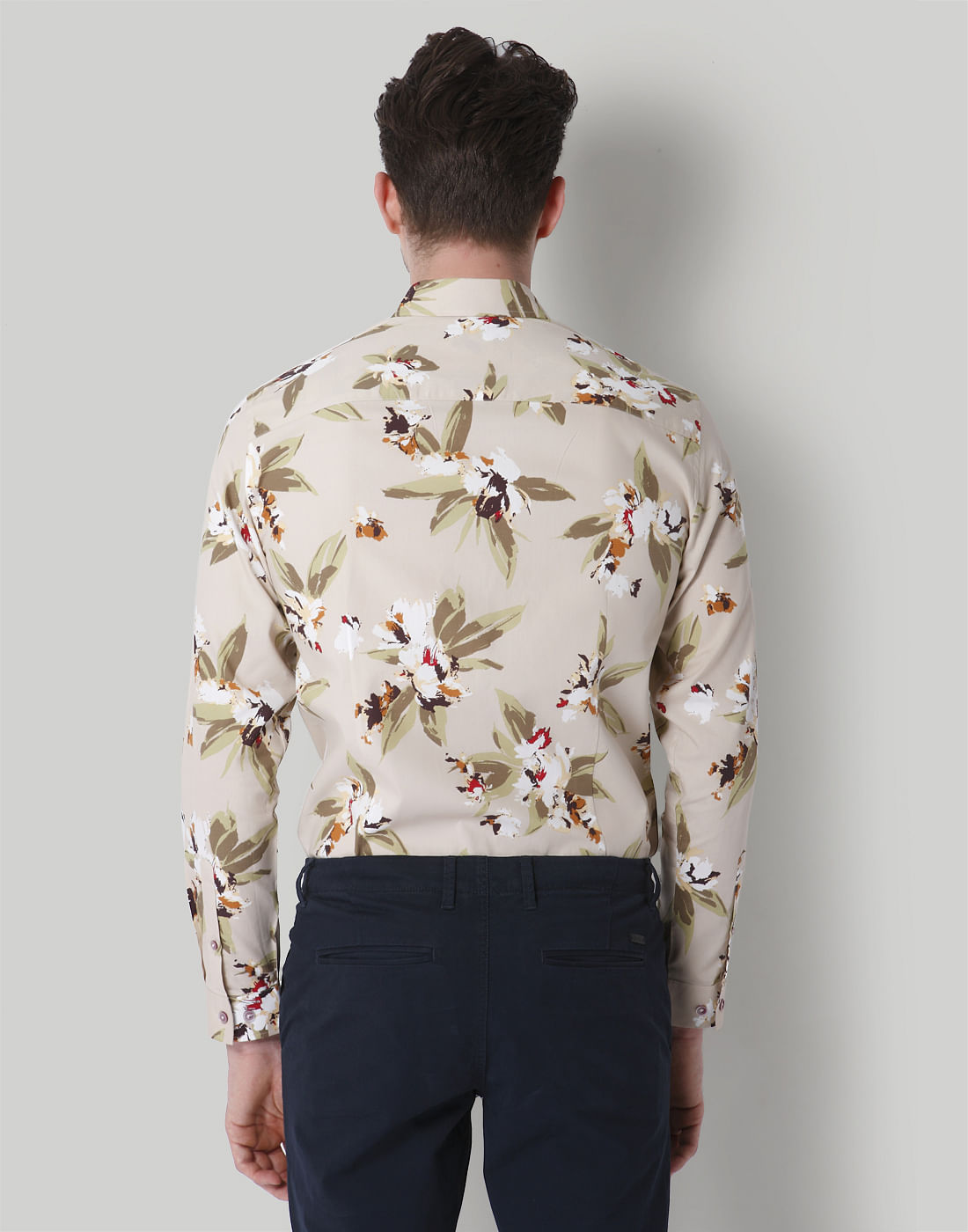 Beige Floral Print Shirt