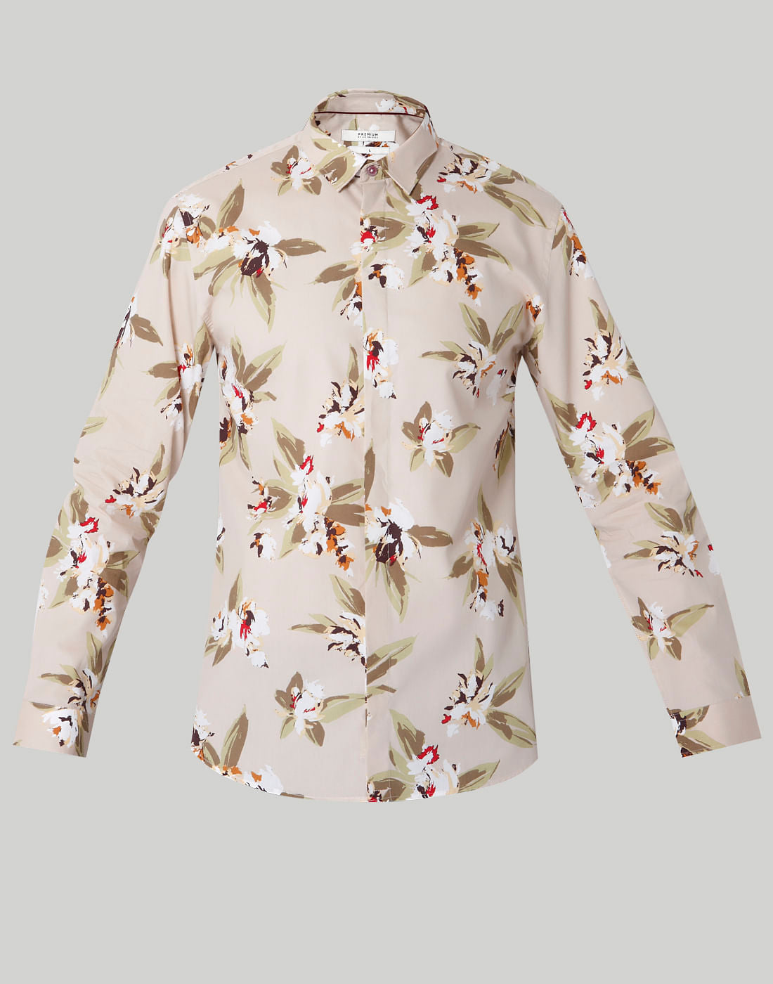 Beige Floral Print Shirt