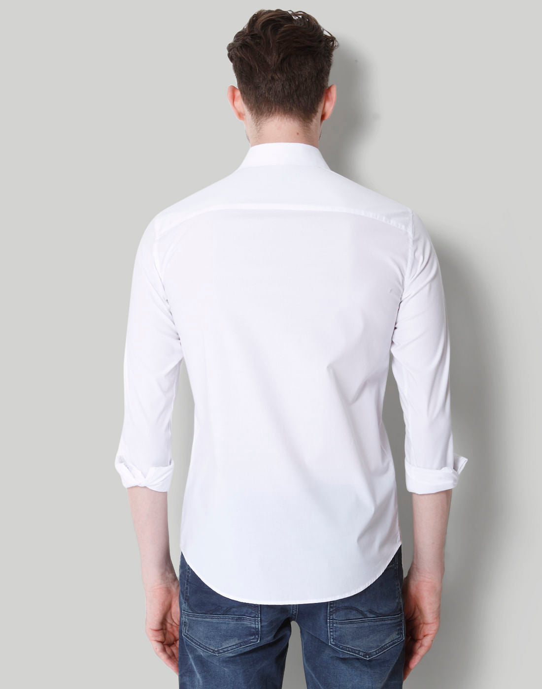 White Colour Blocked Shirt