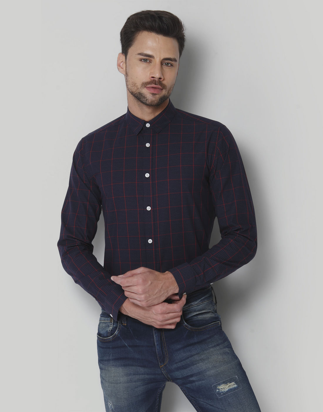 Blue Check Shirt - S