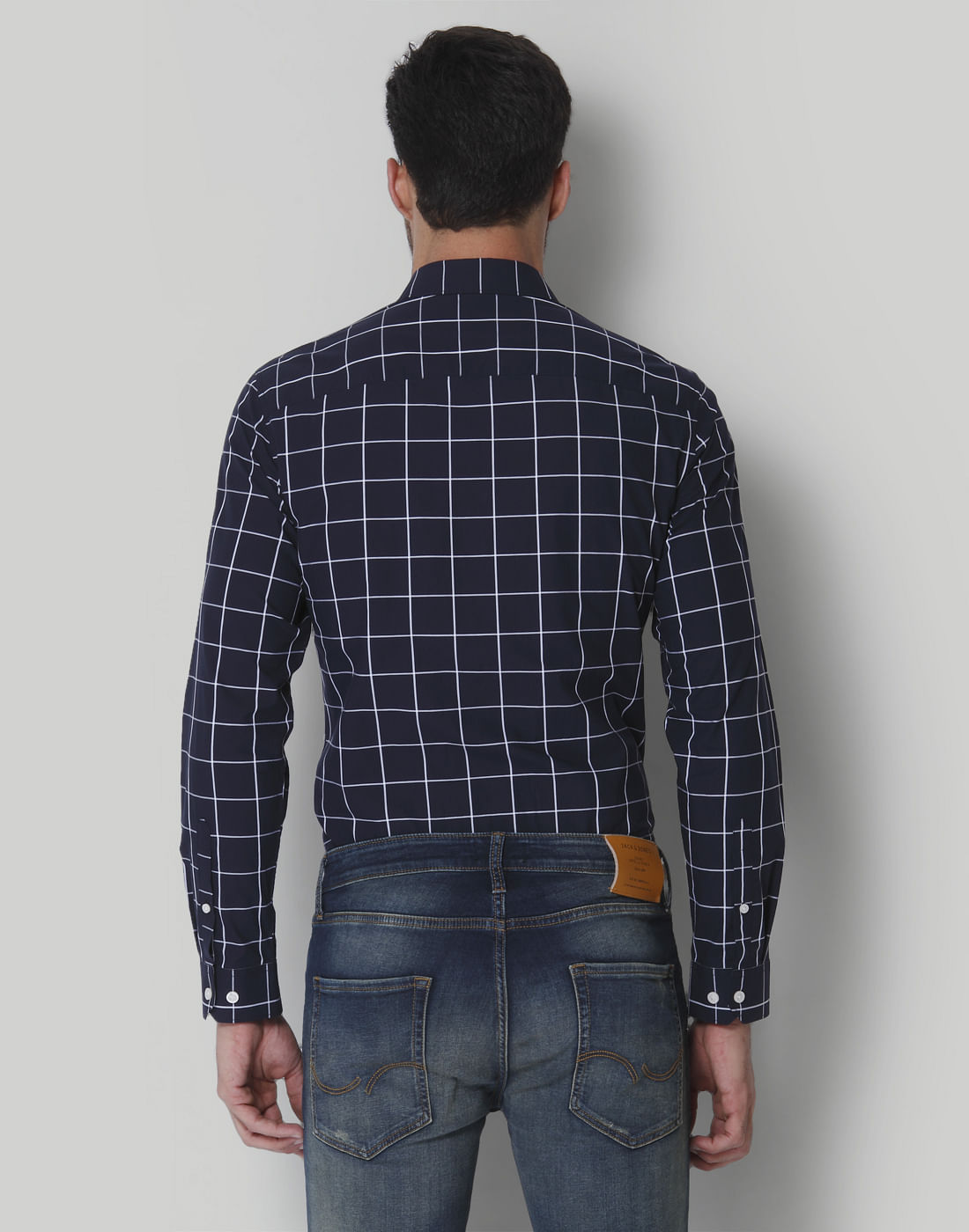 Navy Blue Check Shirt