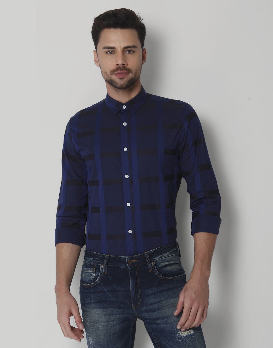Blue Check Shirt - S