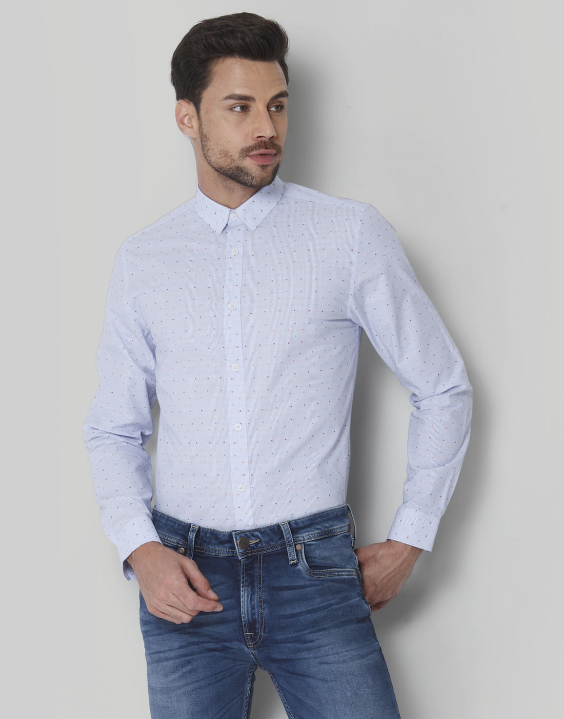 Blue Polka Dot Shirt - S