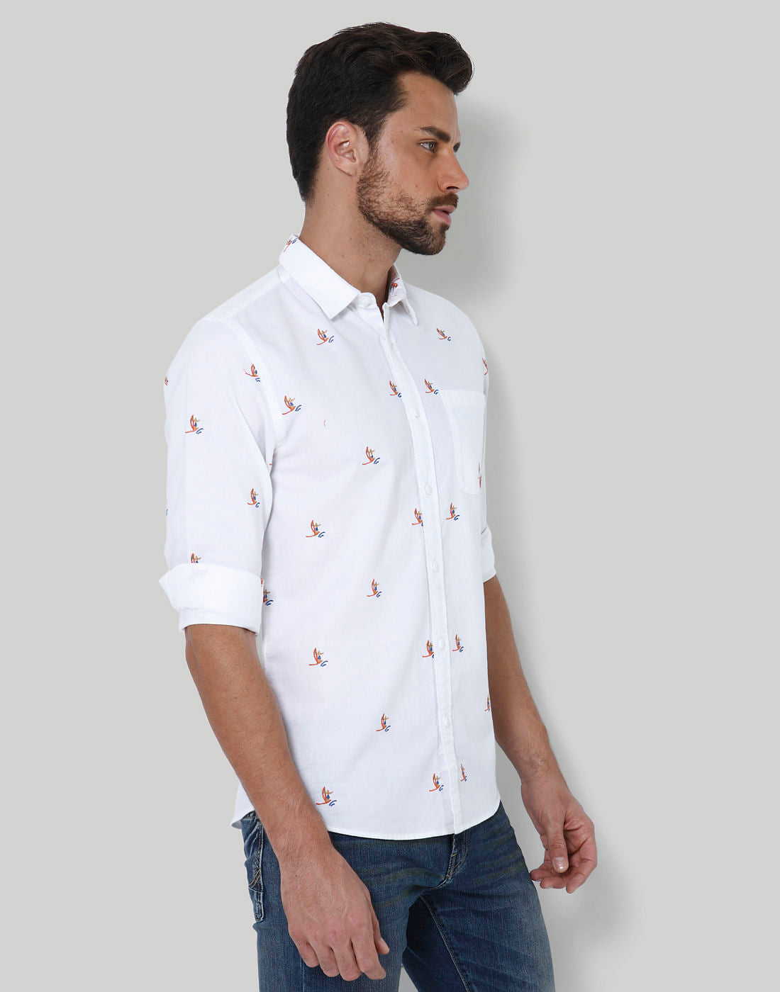 White Sailboat Print Shirt