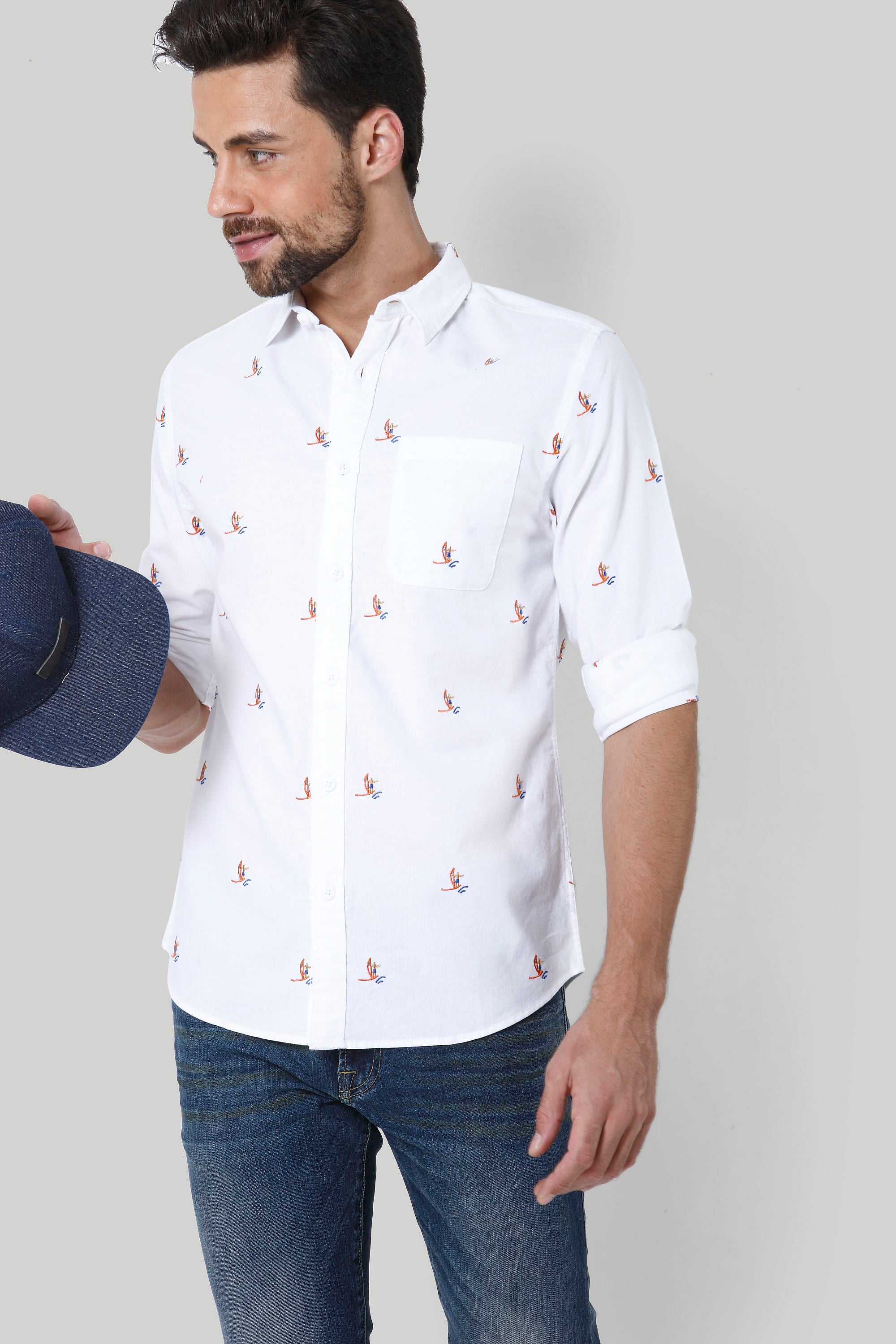 White Sailboat Print Shirt
