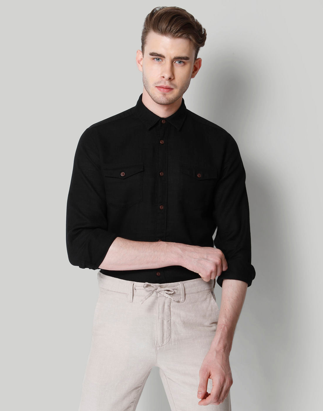 Black Slim Fit Shirt - S