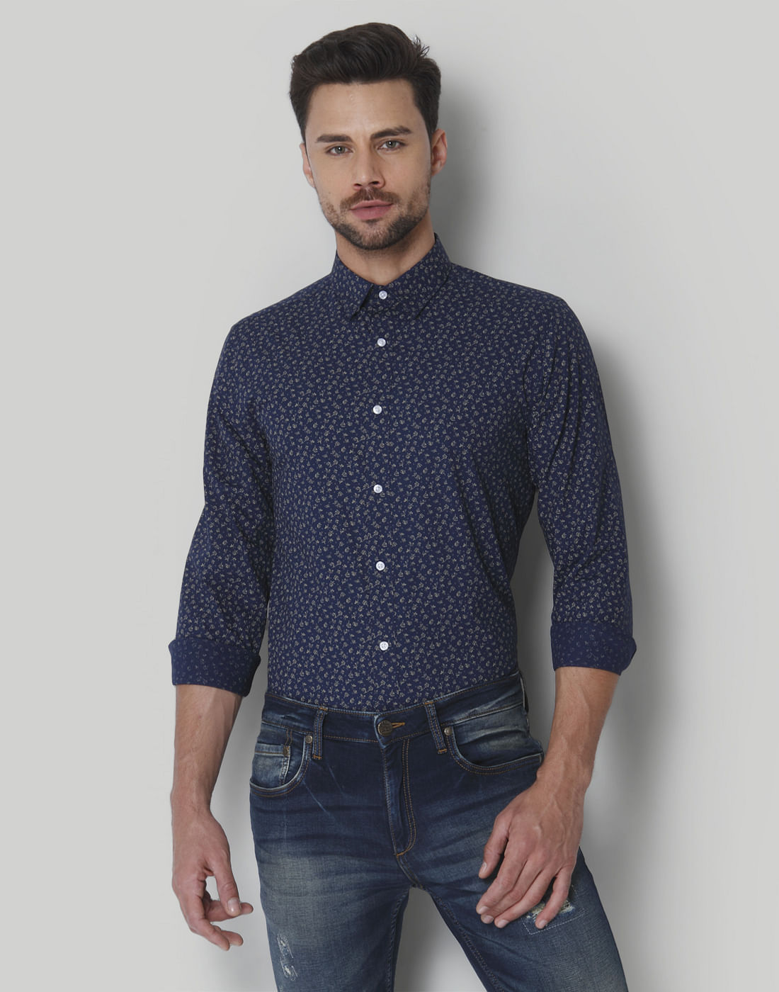 Blue Printed Shirt - S