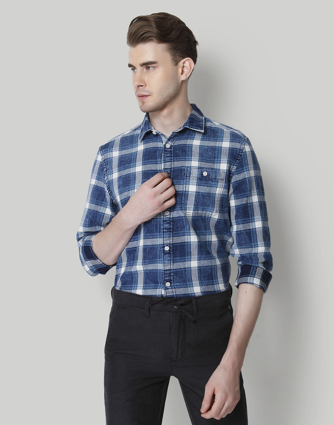 Blue Check Shirt - S