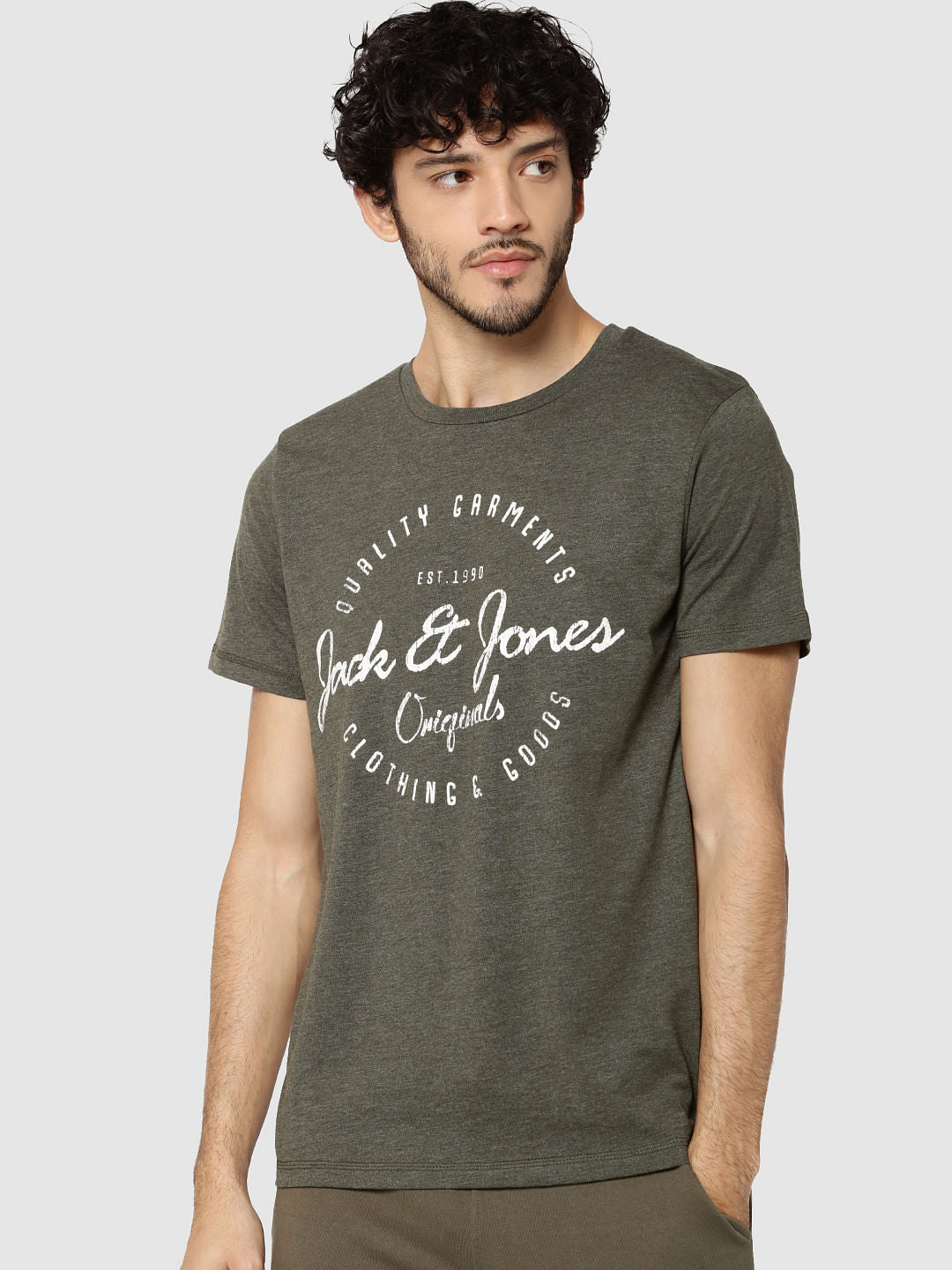 Green Graphic Print Crew Neck T-Shirt - S