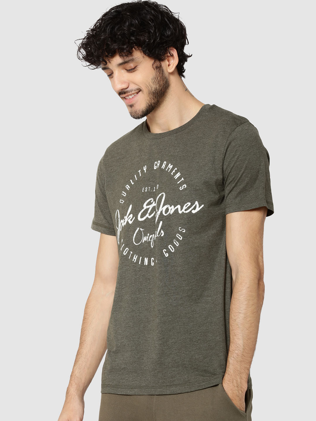 Green Graphic Print Crew Neck T-Shirt