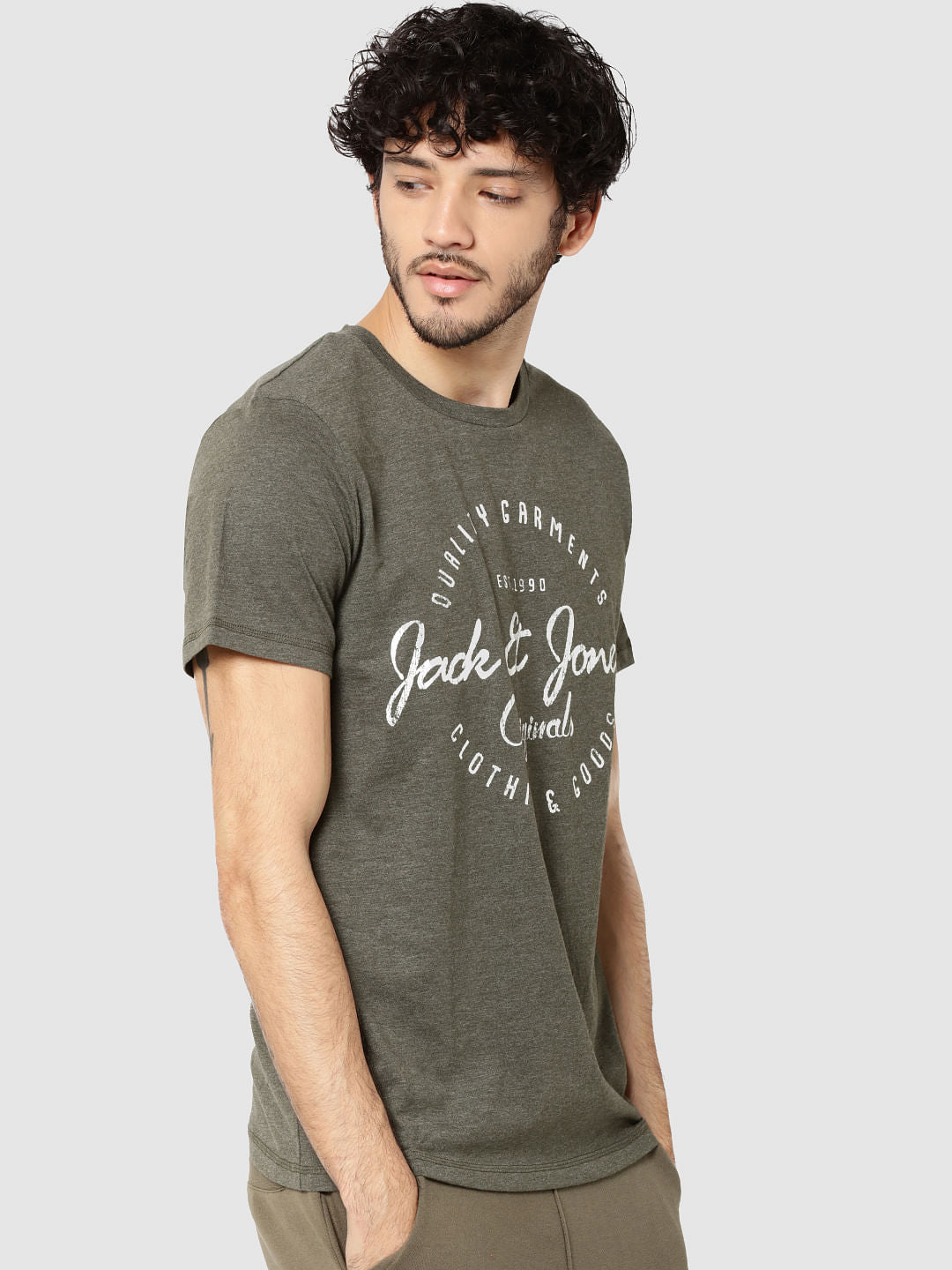 Green Graphic Print Crew Neck T-Shirt