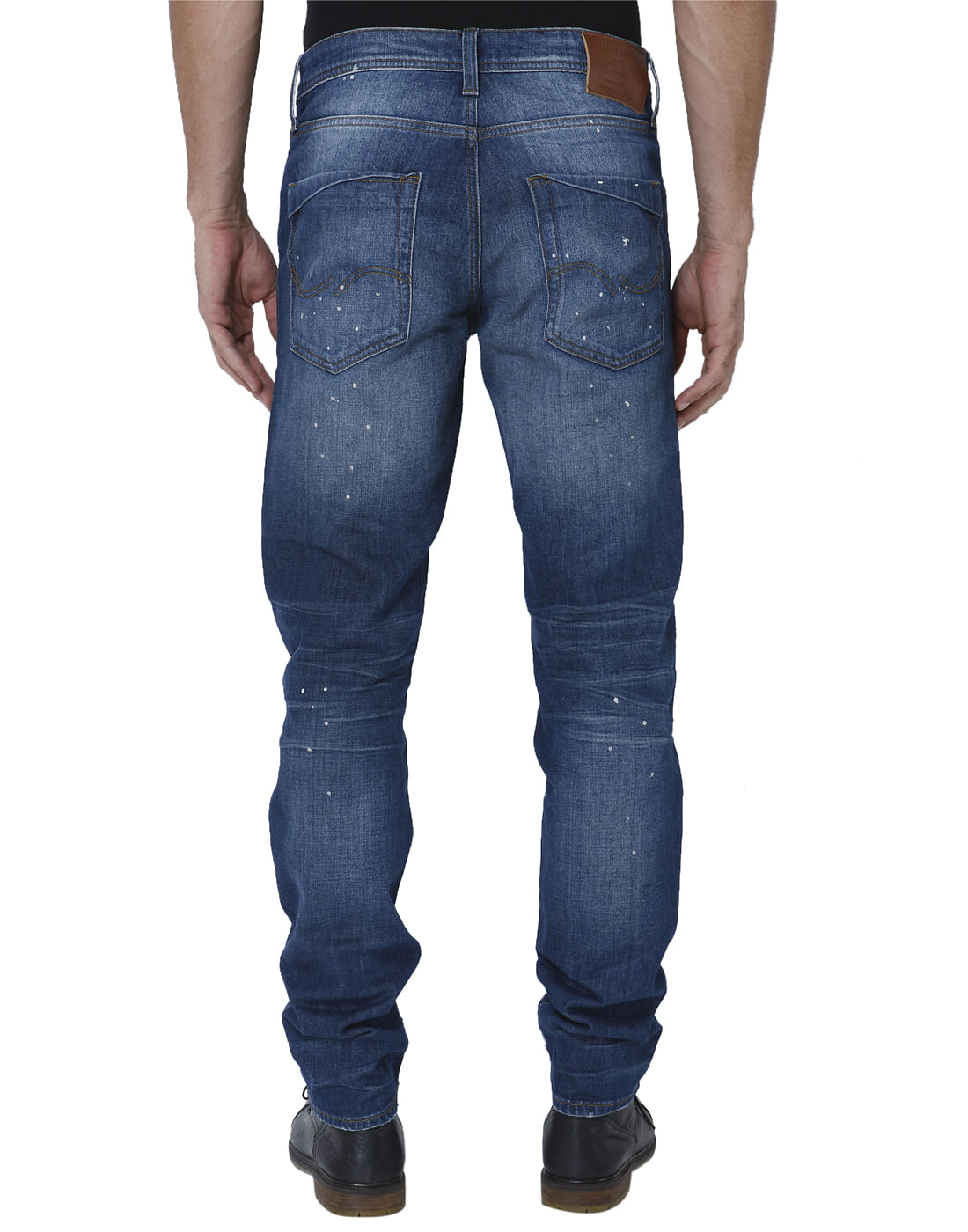 Blue Heavy Distressed Mid Rise Slim Fit Jeans