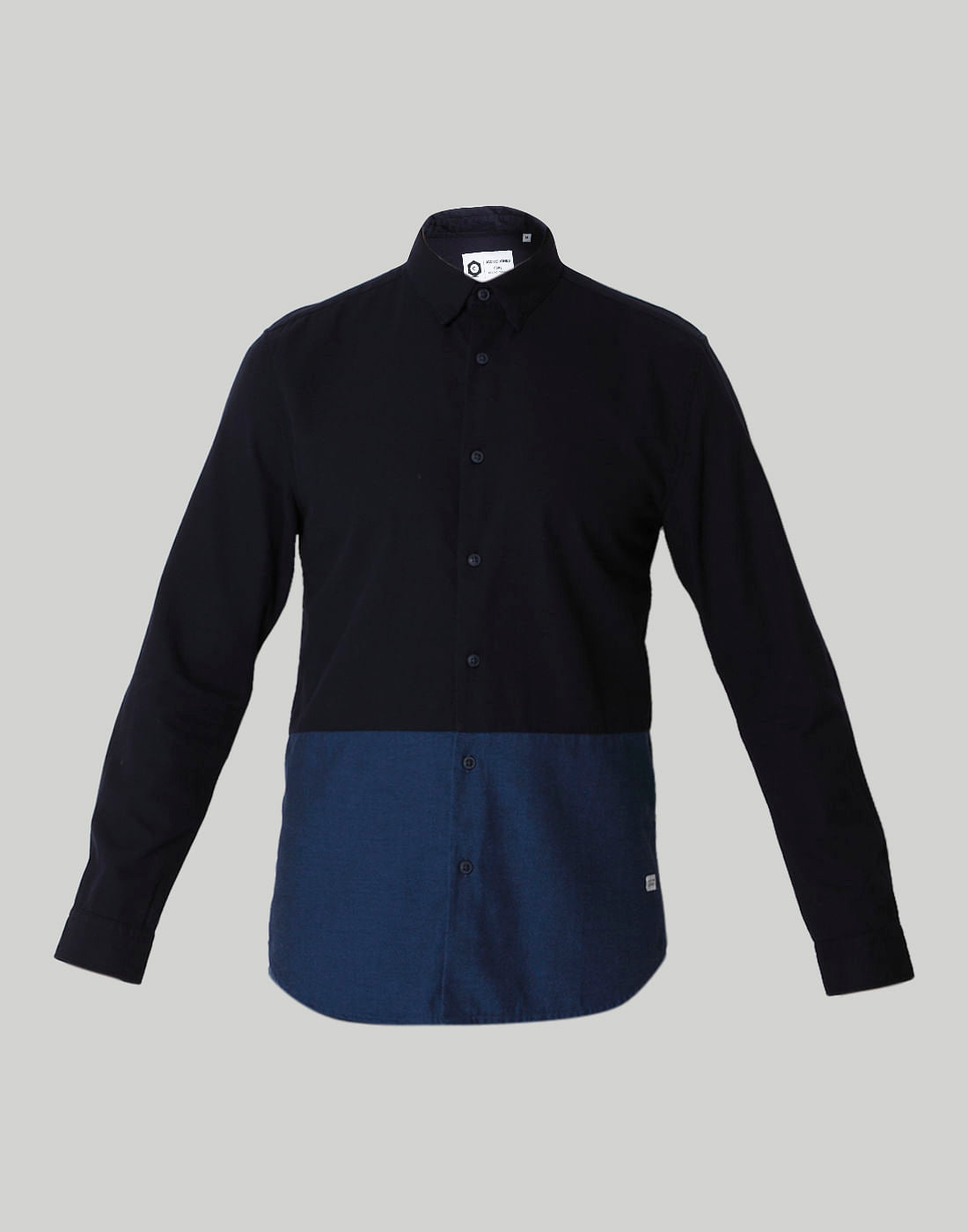 Dark Blue Colour Blocked Shirt