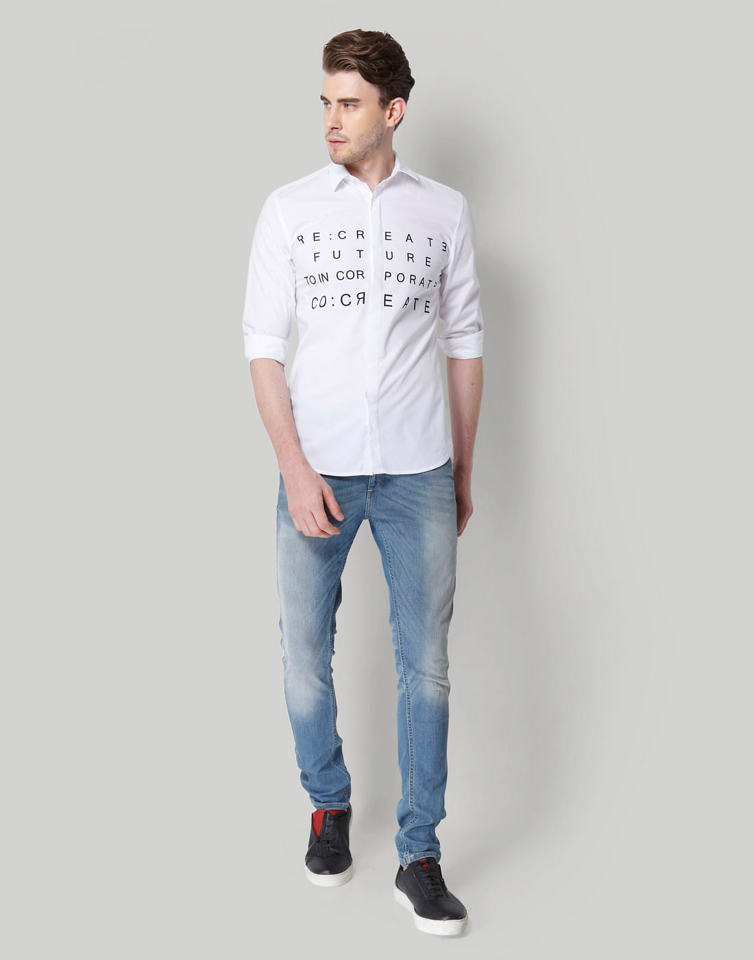 White Text Print Shirt