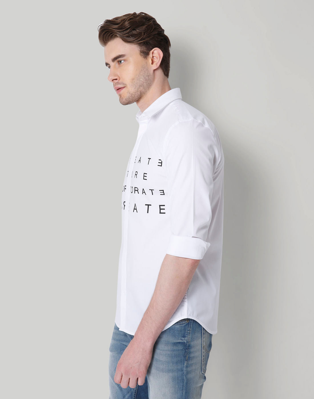 White Text Print Shirt