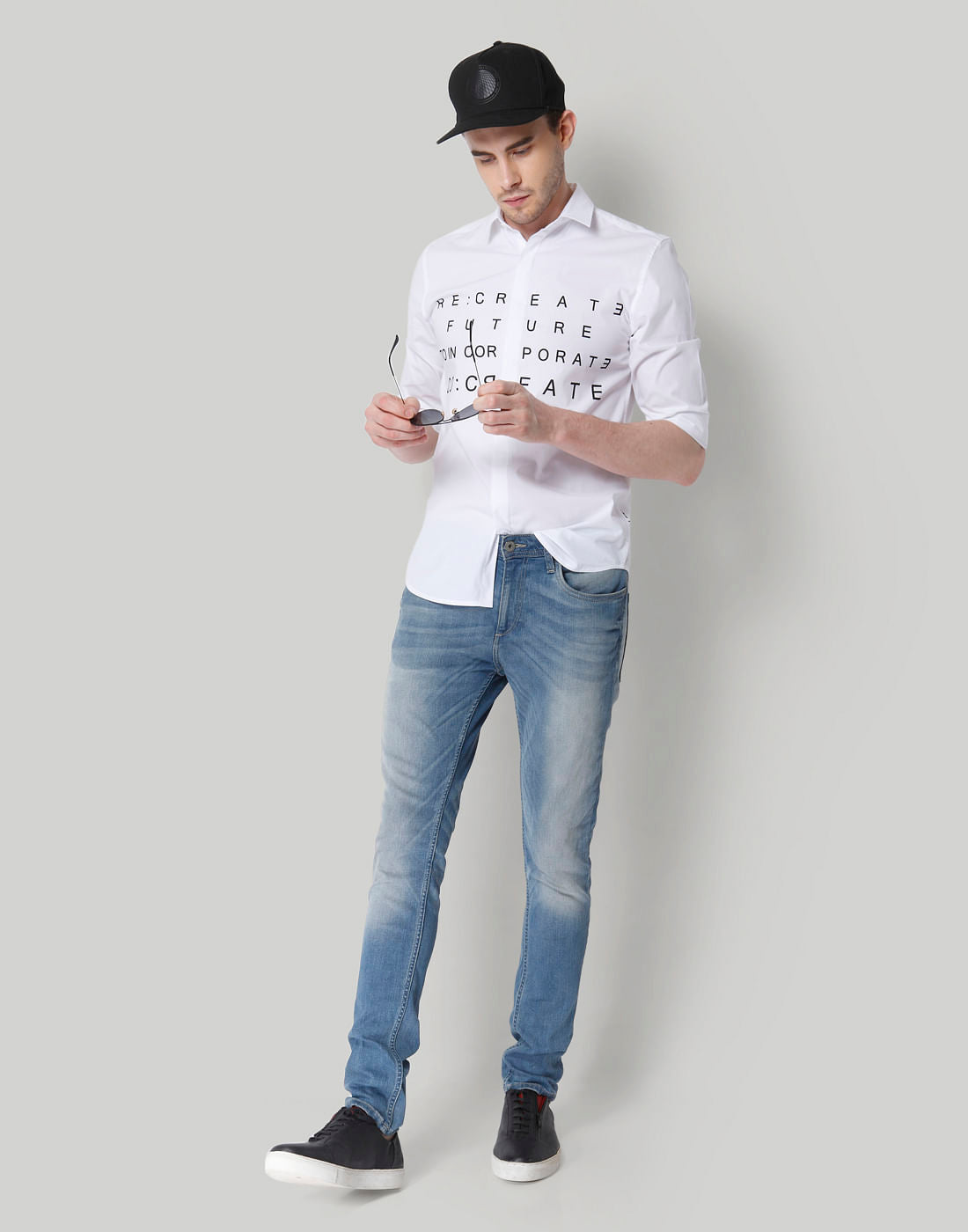 White Text Print Shirt