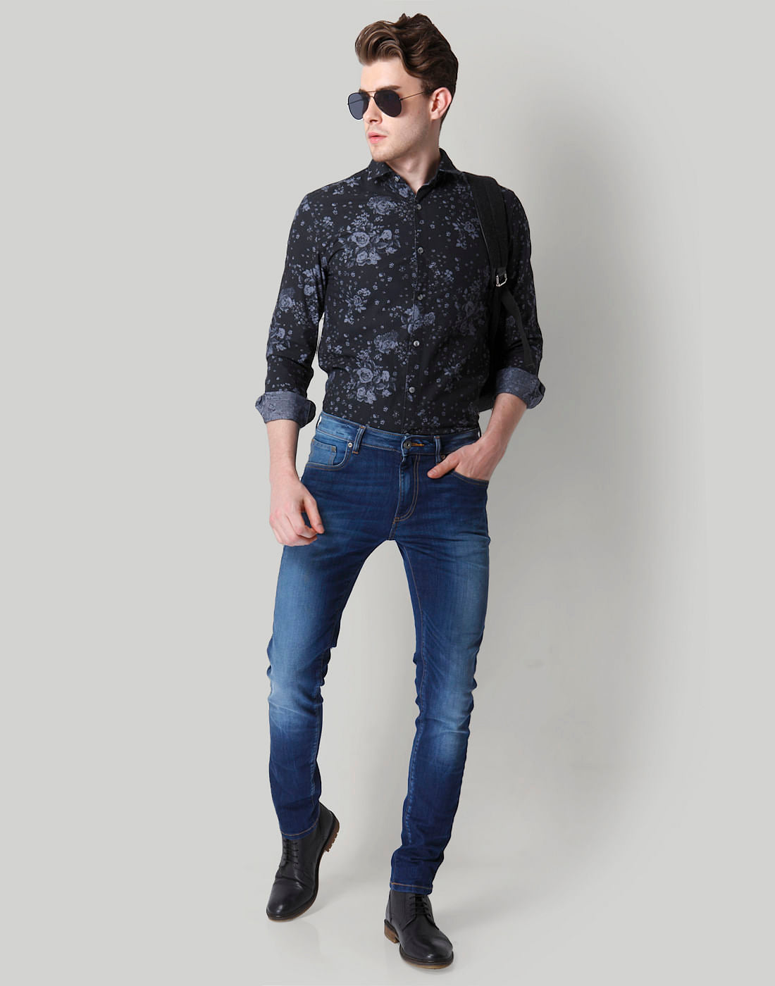 Black Floral Print Shirt
