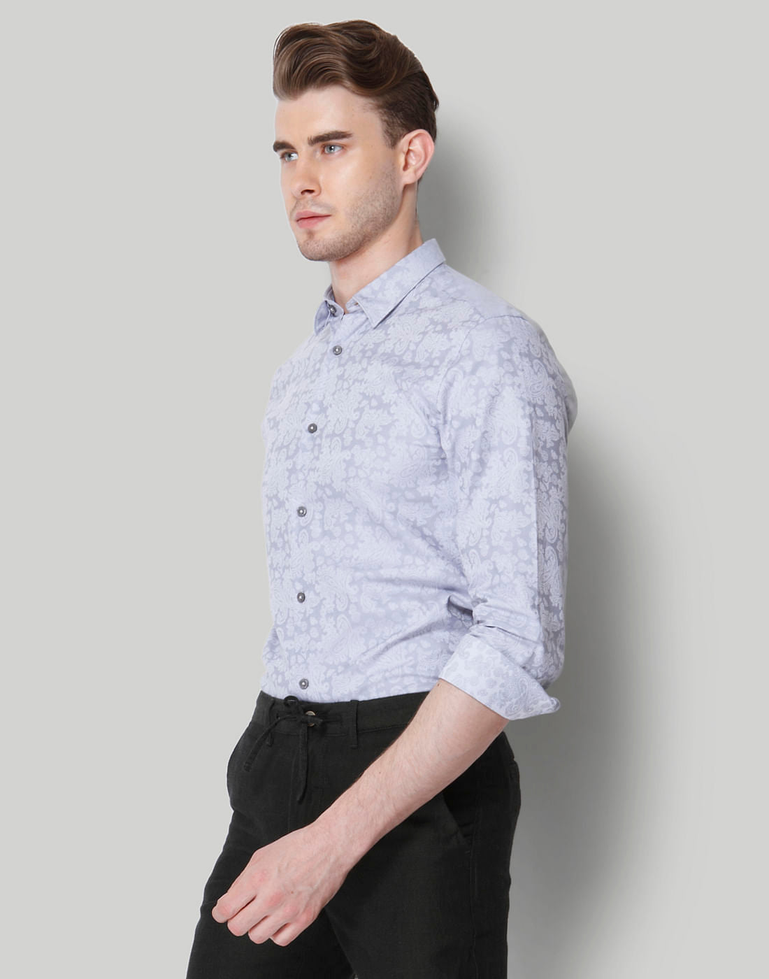 Grey Self Print Shirt
