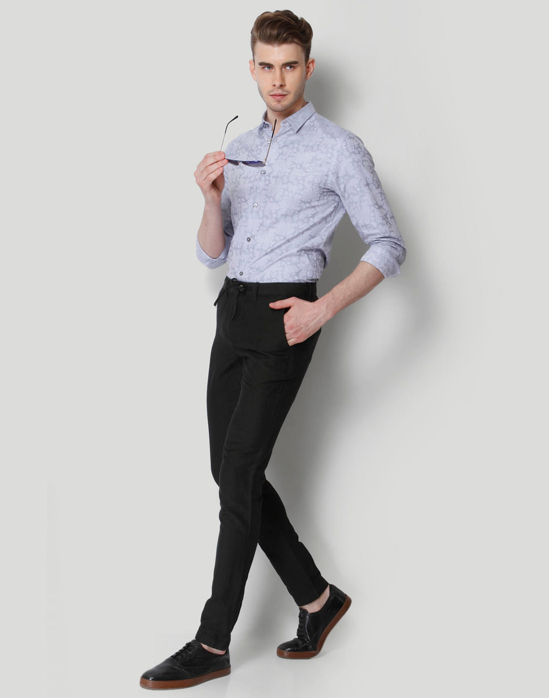 Grey Self Print Shirt