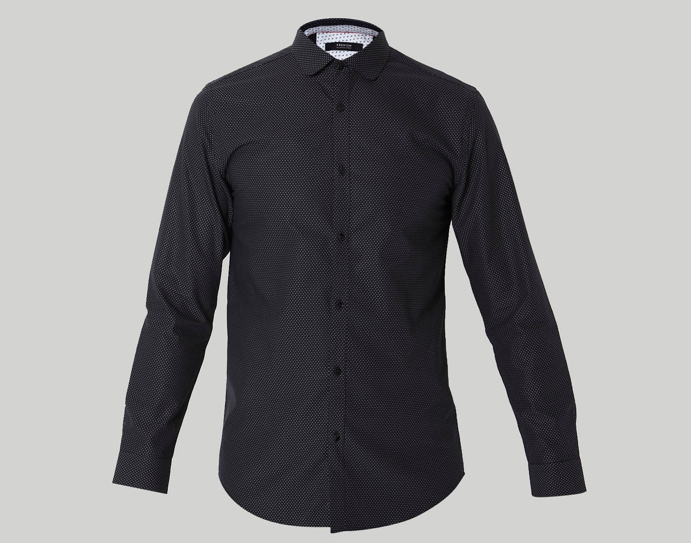 Black Dotted Slim Fit Shirt