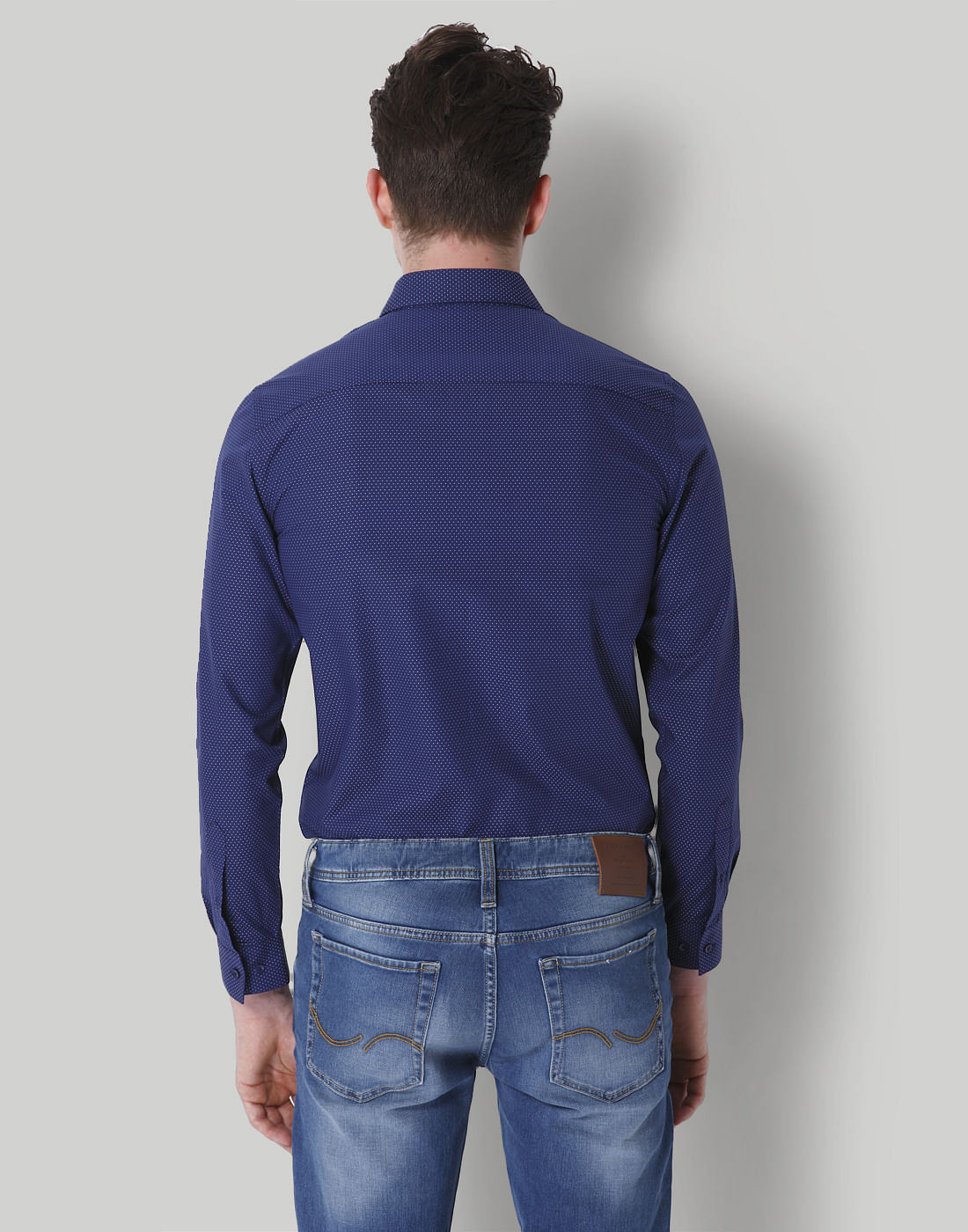 Blue Dotted Slim Fit Shirt