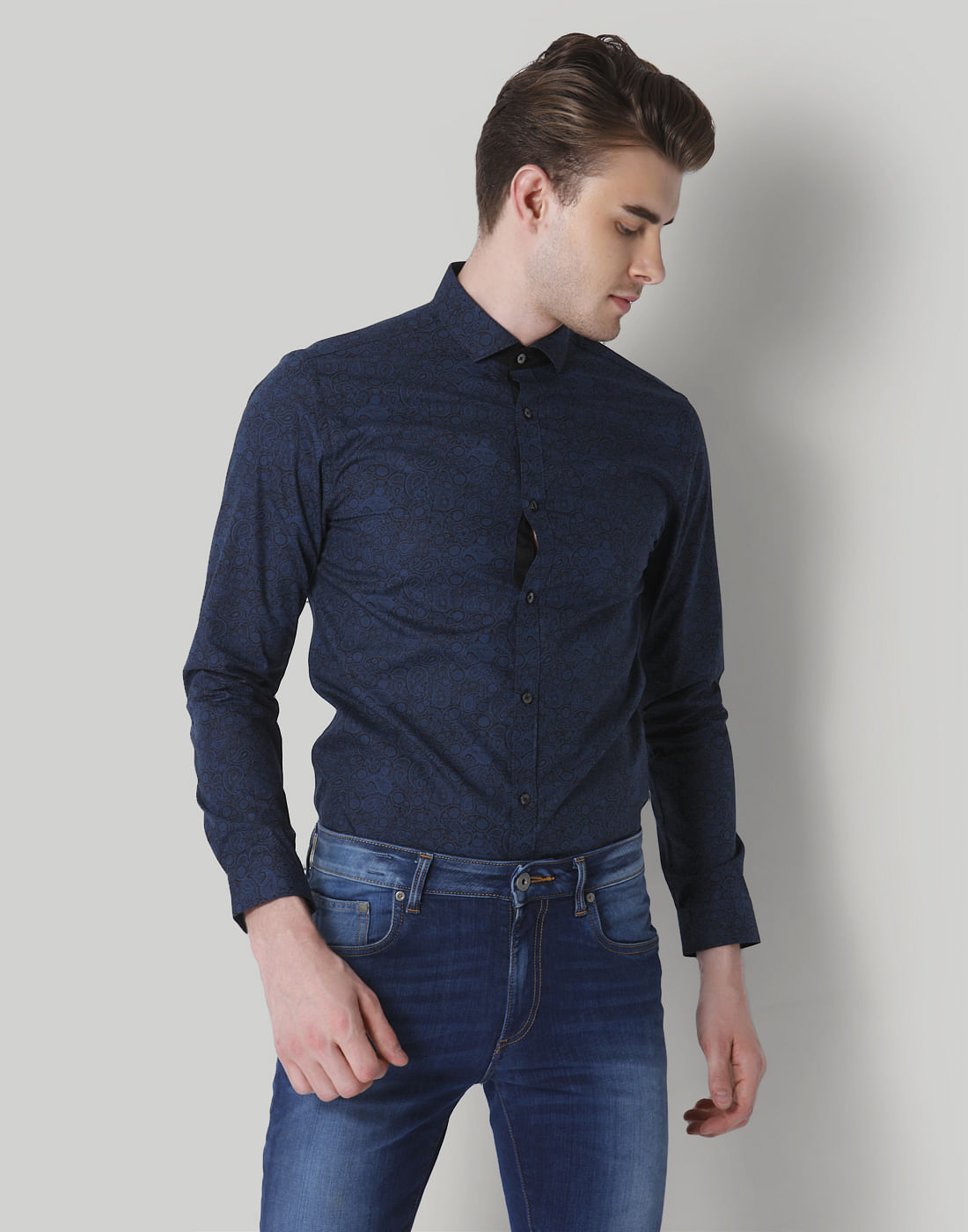 Blue Paisley Print Shirt - S