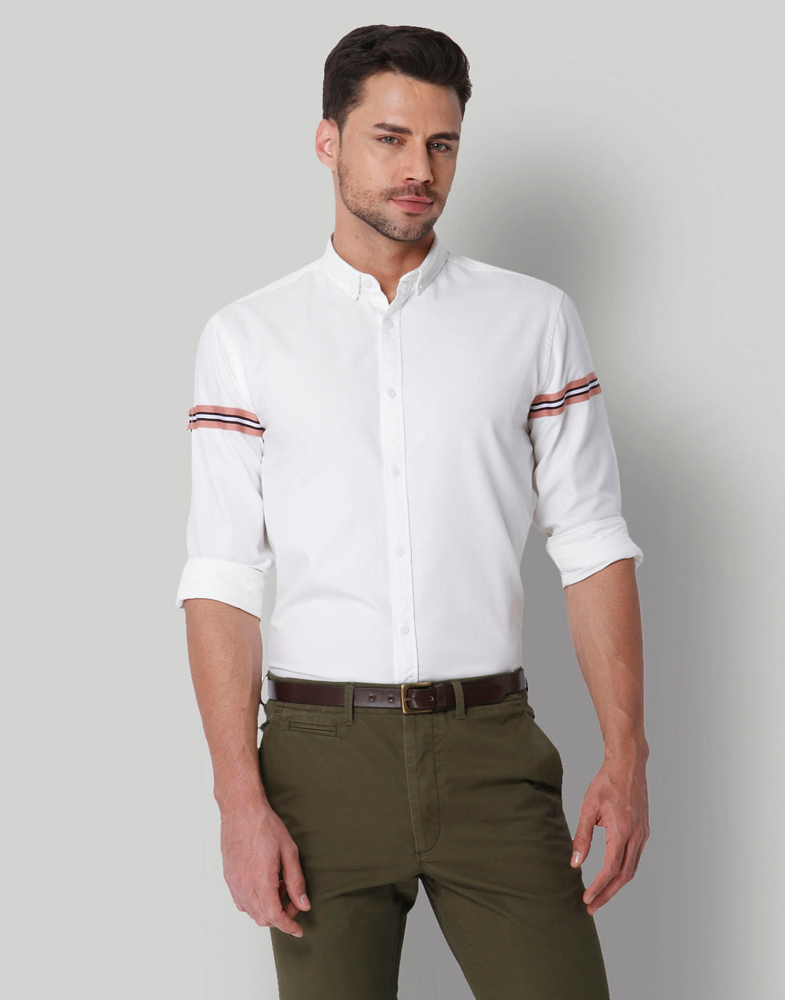 White Tape Detail Slim Fit Shirt - S