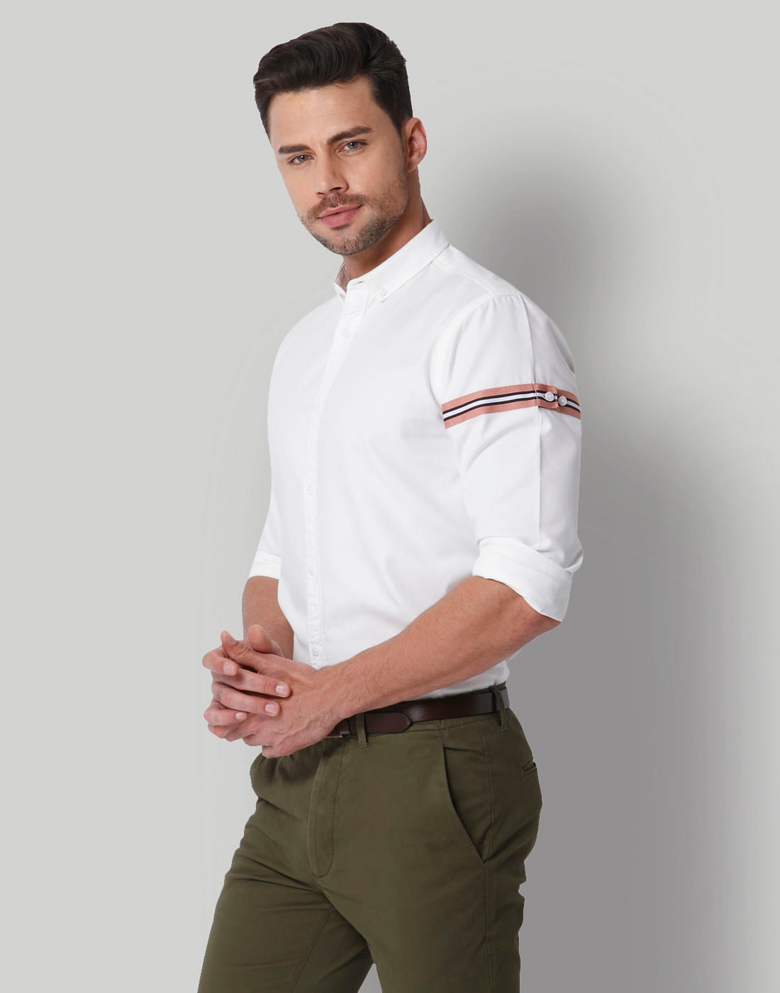 White Tape Detail Slim Fit Shirt