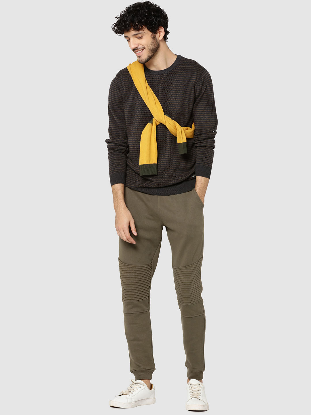 Dark Grey Striped Jacquard Pullover