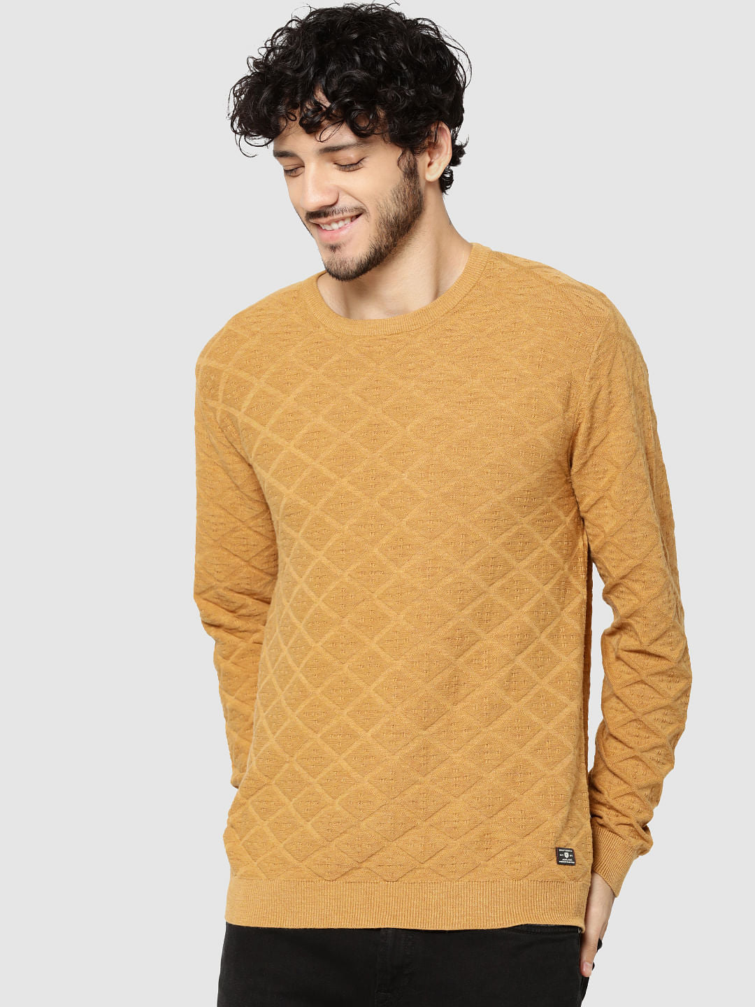 Mustard Jacquard Pullover - S