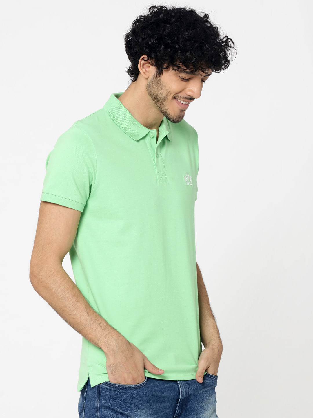Light Green Embroidered Logo Polo T-Shirt