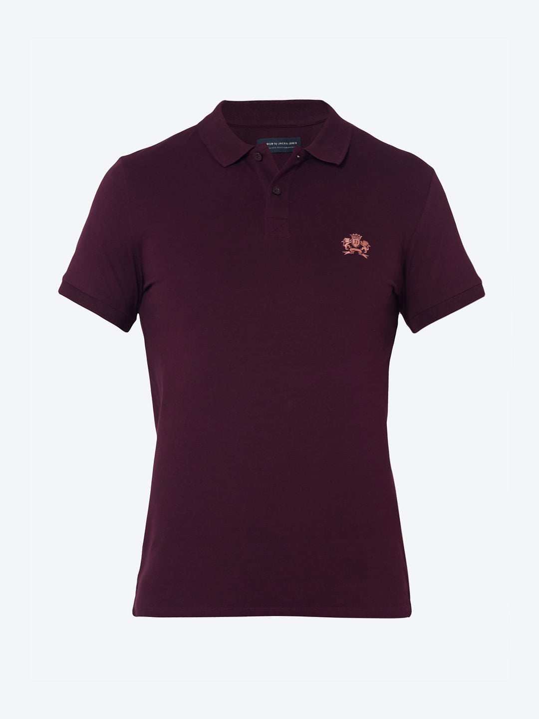 Burgundy Embroidered Logo Polo T-Shirt