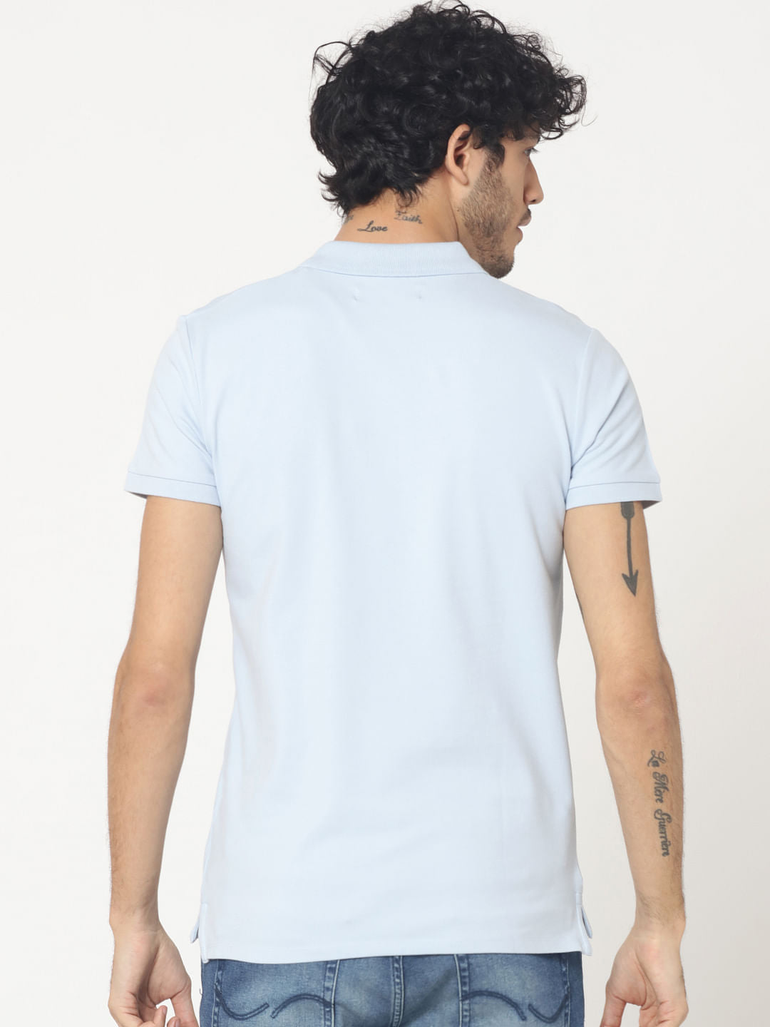 Light Blue Embroidered Logo Polo T-Shirt