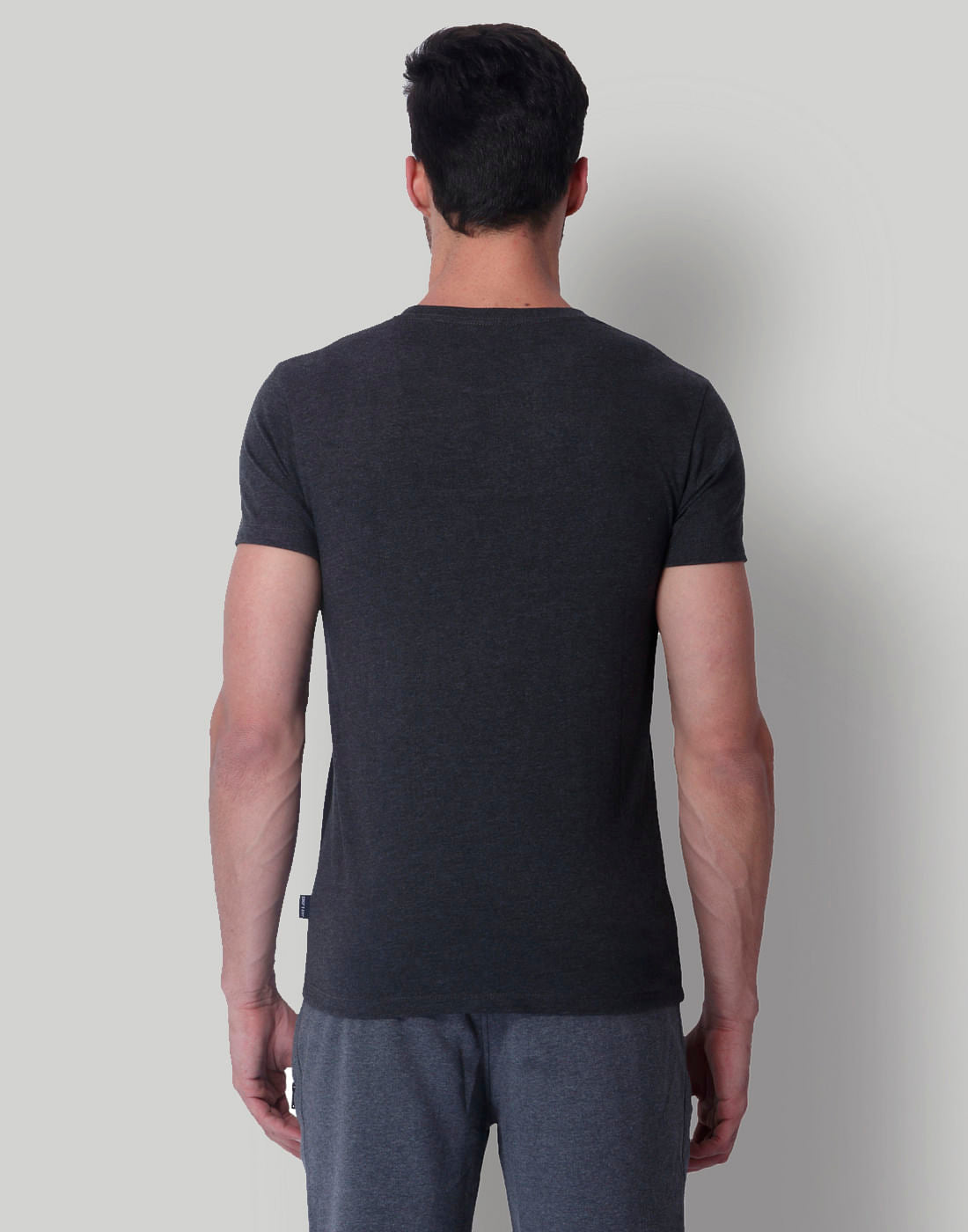 Grey & Black Crew Neck T-Shirt