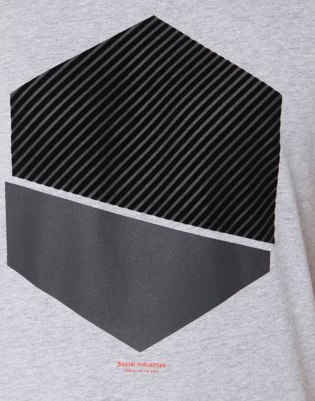 Grey Colour Blocked Graphic Print Crew Neck T-Shirt