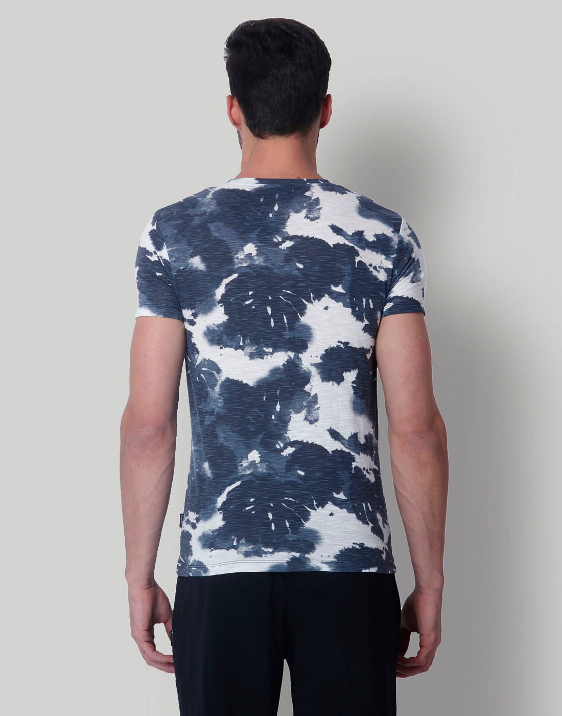 White & Grey Batik Print Crew Neck T-Shirt