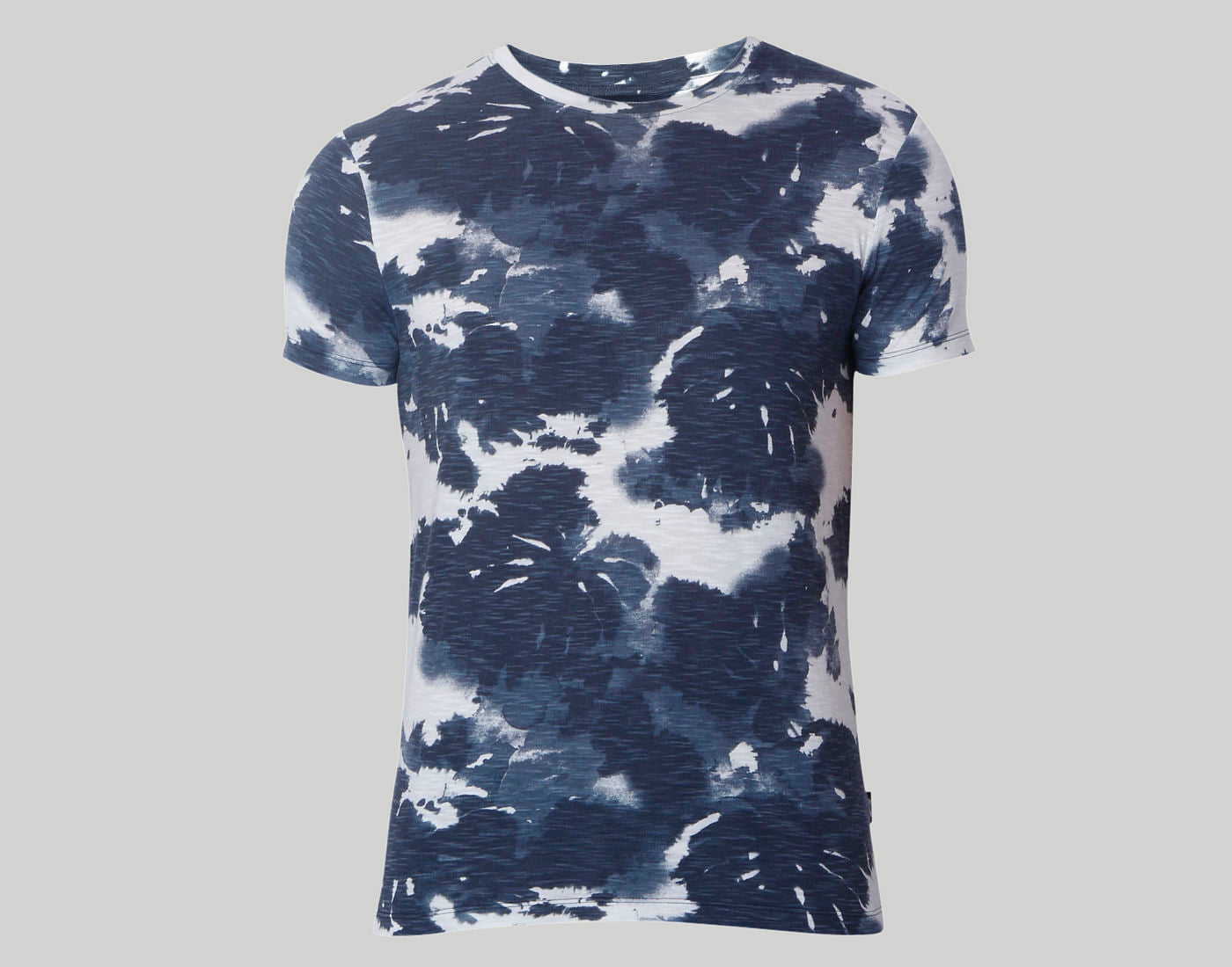 White & Grey Batik Print Crew Neck T-Shirt