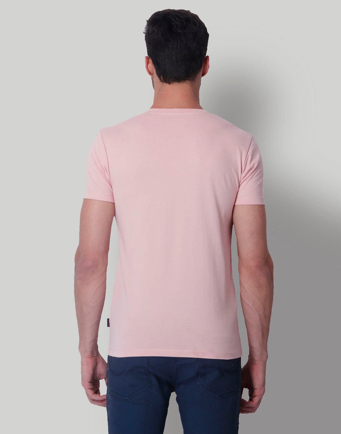 Light Pink Text Print Crew Neck T-Shirt
