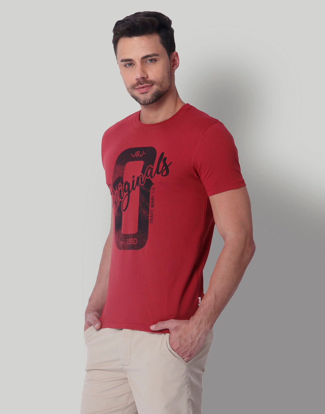 Red Printed Crew Neck T-Shirt