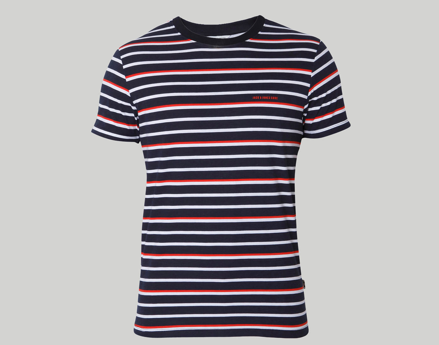 White & Red Striped Crew Neck T-Shirt