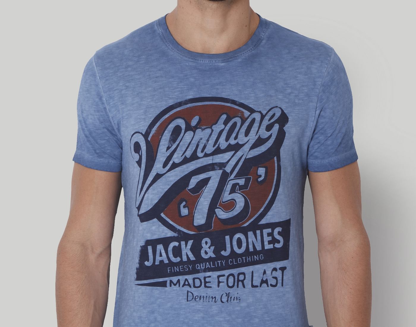 Powder Blue Graphic Print Crew Neck T-Shirt