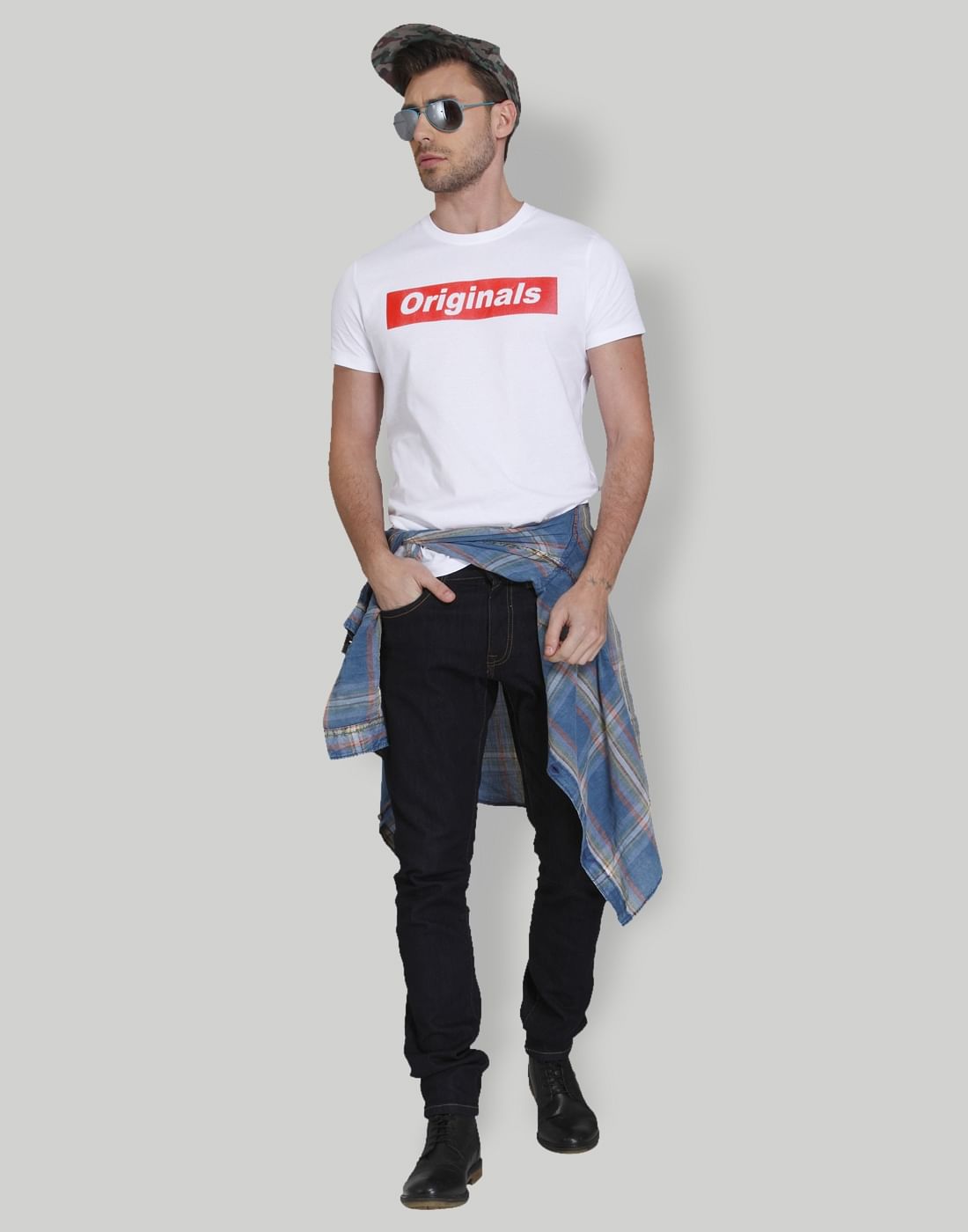 White Patch Print Crew Neck T-Shirt
