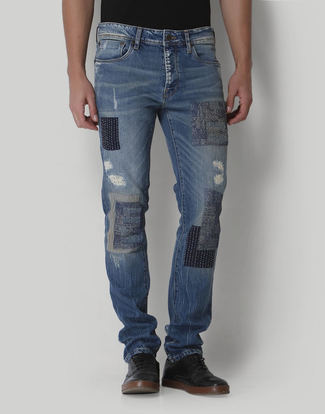 Blue Distressed Low Rise Jeans - 30/32