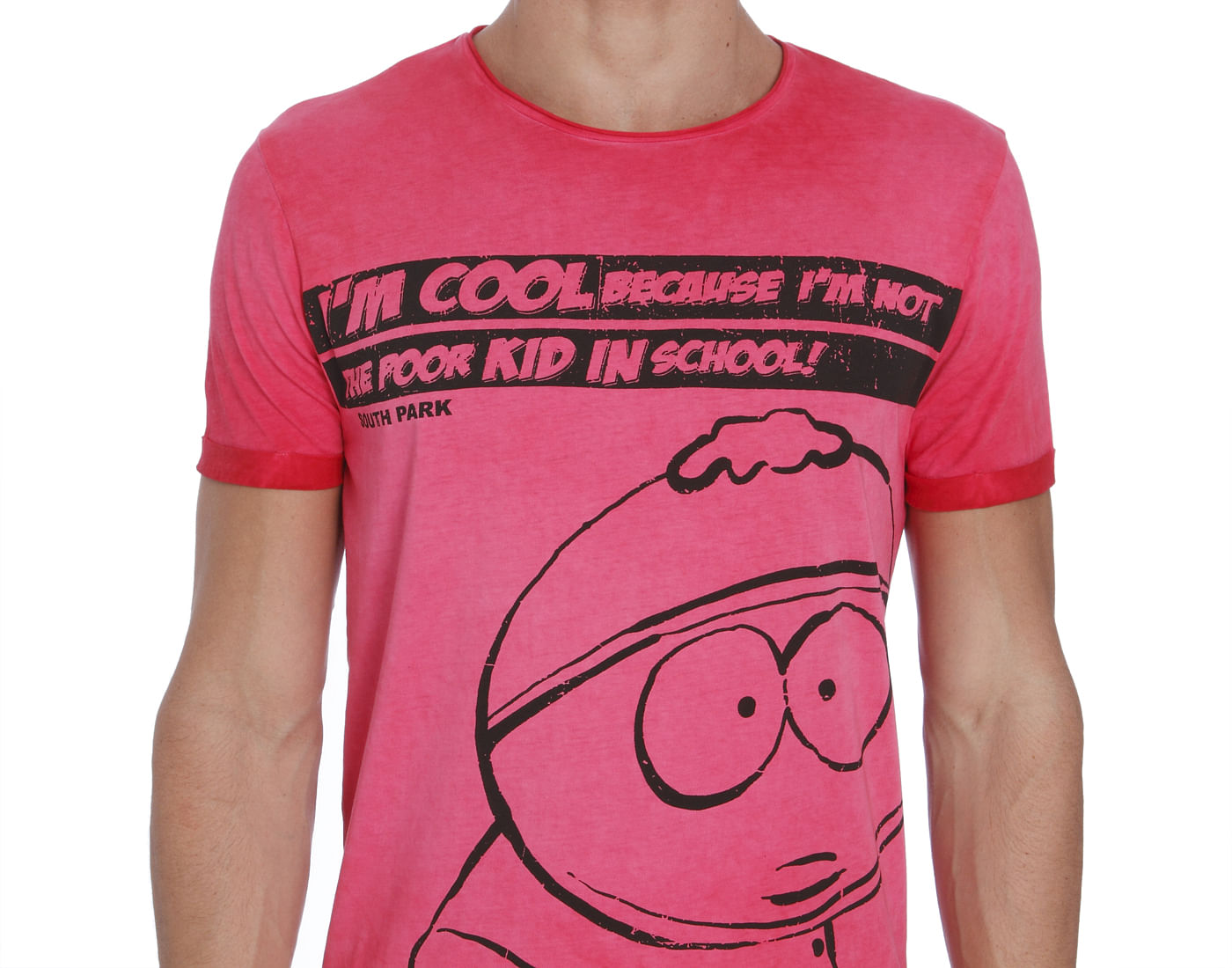 Pink Cartman Print Crew Neck T-Shirt