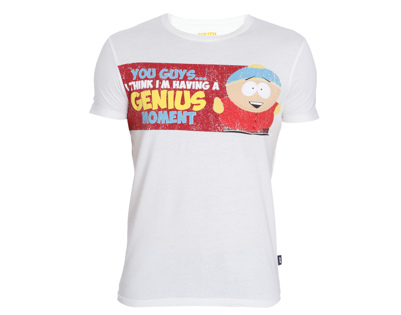 White Text & Cartman Print Crew Neck T-Shirt