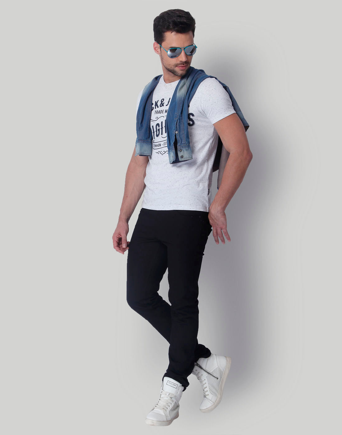 White Text Print Crew Neck T-Shirt
