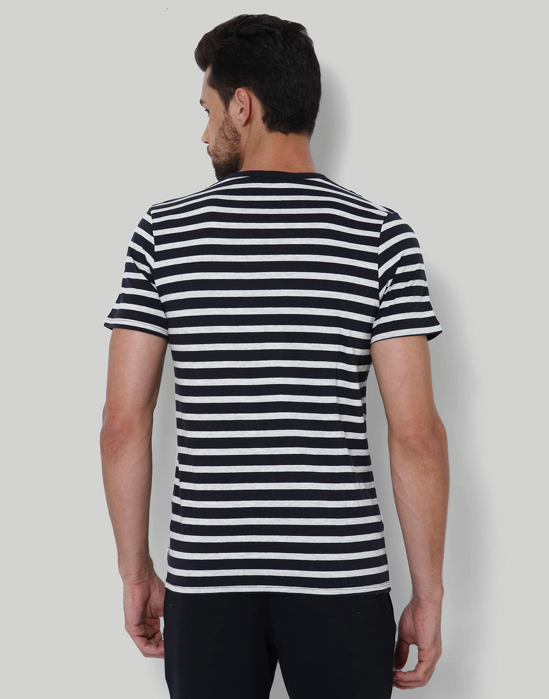 Black Striped Crew Neck T-Shirt