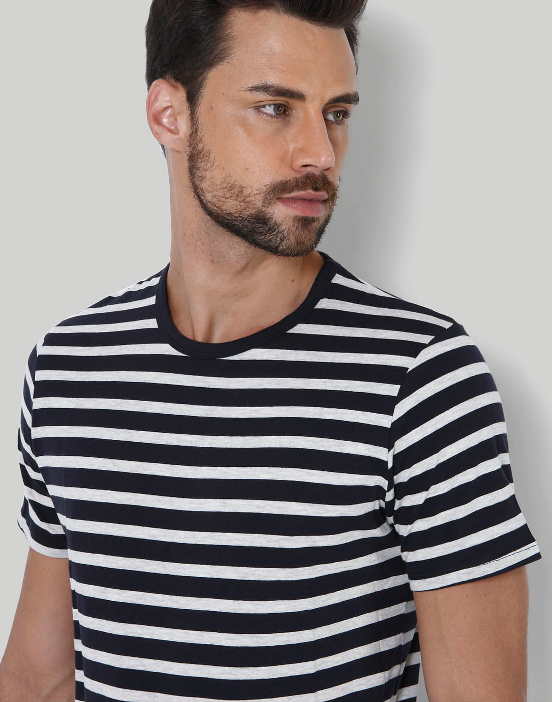 Black Striped Crew Neck T-Shirt