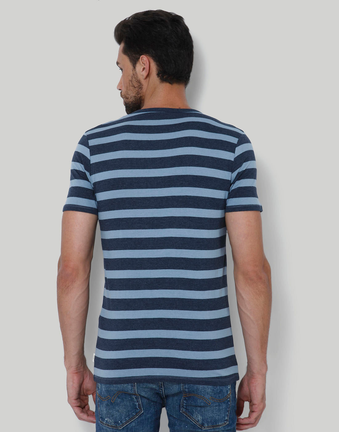 Blue Striped Crew Neck T-Shirt