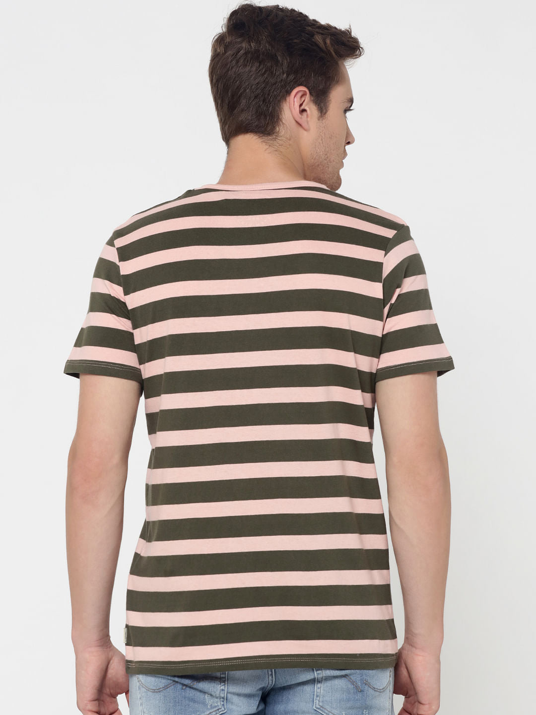 Pink Striped Crew Neck T-Shirt